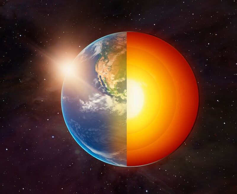 Representación del núcleo interno de la Tierra y su evolución.