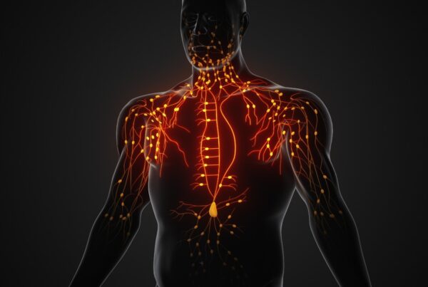 representación del sistema linfático en el cuerpo humano