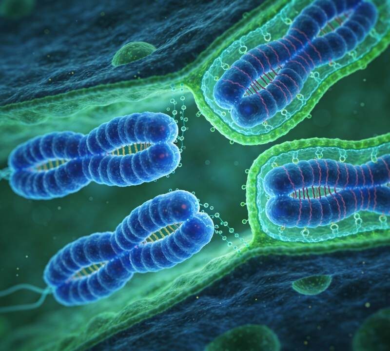 Representación de cromosomas humanos durante la división celular meiótica.