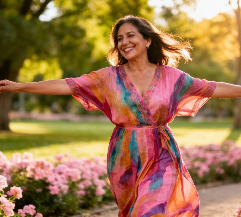 Mujer viviendo la menopausia en positivo y con salud.