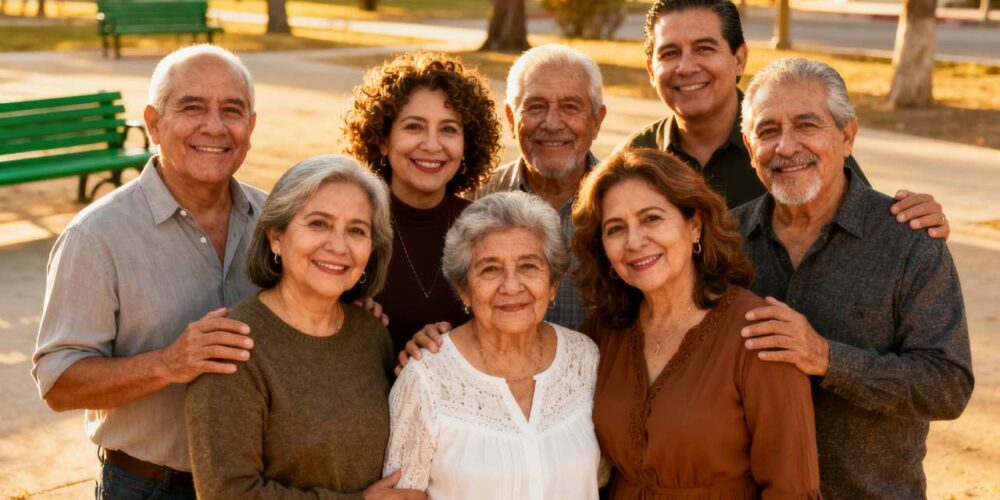 Personas en distintas etapas de la vida representando cambios del envejecimiento