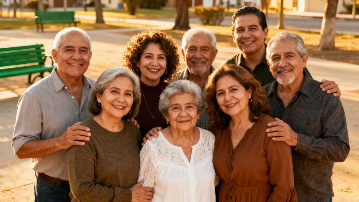 Personas en distintas etapas de la vida representando cambios del envejecimiento