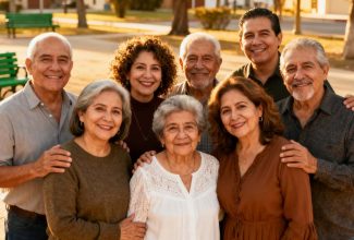 Personas en distintas etapas de la vida representando cambios del envejecimiento