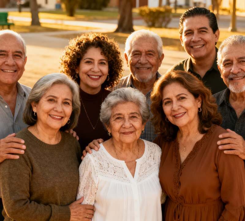 Personas en distintas etapas de la vida representando cambios del envejecimiento