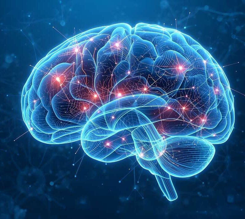 Imagen del cerebro humano con actividad neuronal