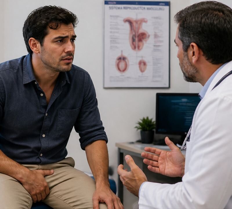 ombre con molestias en el escroto consultando por epididimitis