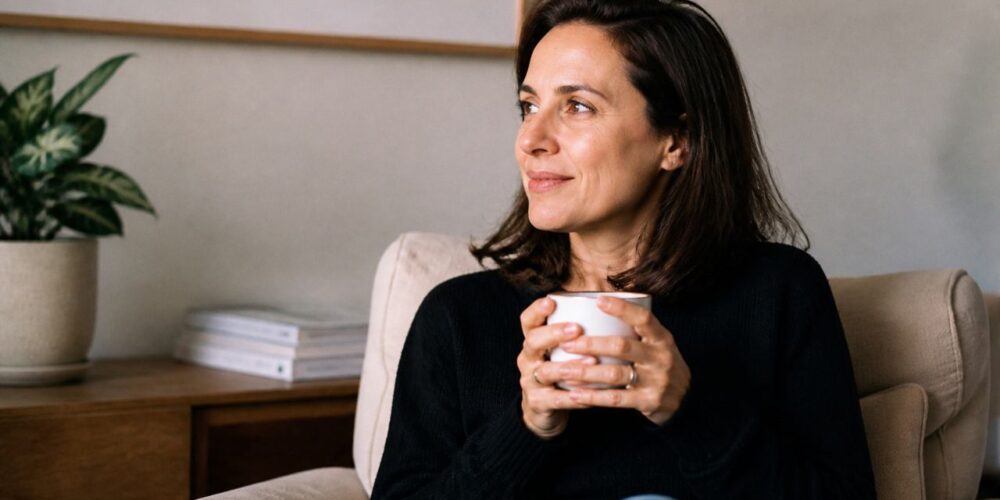 Mujer adulta reflexiva en un entorno tranquilo
