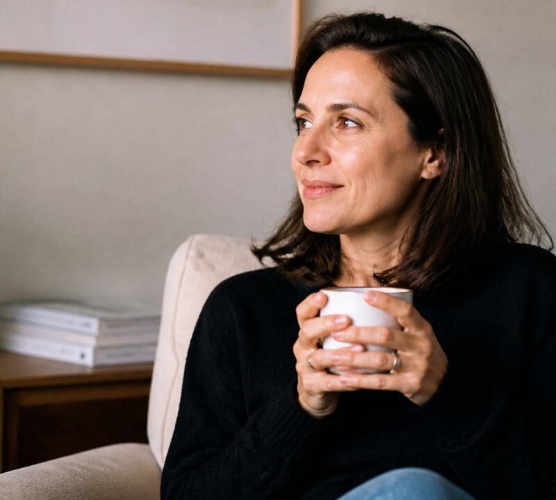 Mujer adulta reflexiva en un entorno tranquilo