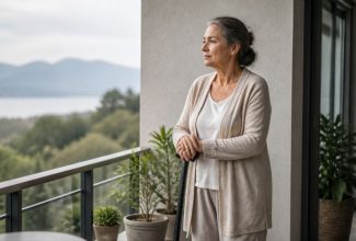 Persona adulta reflexionando mientras enfrenta un duelo por las capacidades físicas asociado a una enfermedad, lesión o envejecimiento.