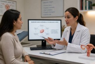 Mujer conversando sobre el síndrome ovárico metabólico poliendocrino