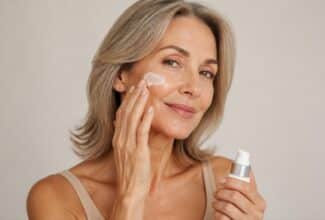 Mujer hispana en la menopausia cuidando su piel con una rutina sencilla.
